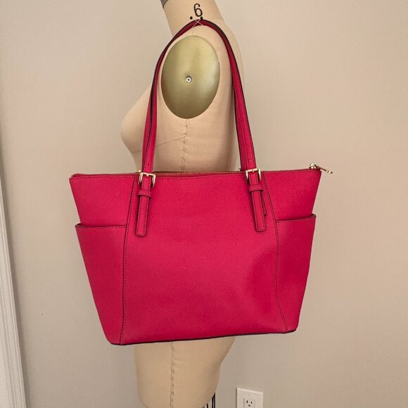 Michael Kors Jet Set Saffiano Leather Large Tote Pink - Picture 3 of 16